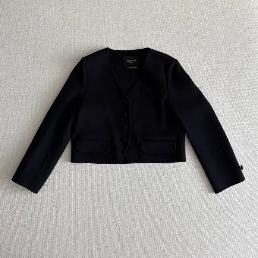[BUNJANG] Navy Crop Wool Jacket / 네이비 크롭 울 자켓