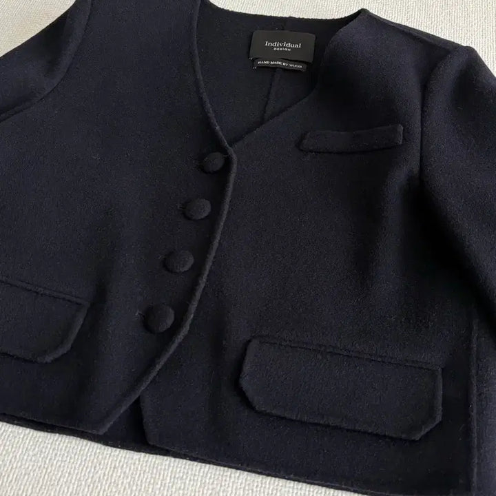 [BUNJANG] Navy Crop Wool Jacket / 네이비 크롭 울 자켓