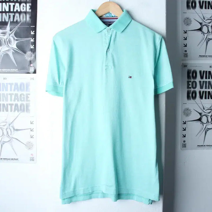 [BUNJANG] Tommy Hilfiger Small Logo Polo Shirt / (S-L) 타미힐피거 반팔 카라 티셔츠 스몰로고 연그린-185CA