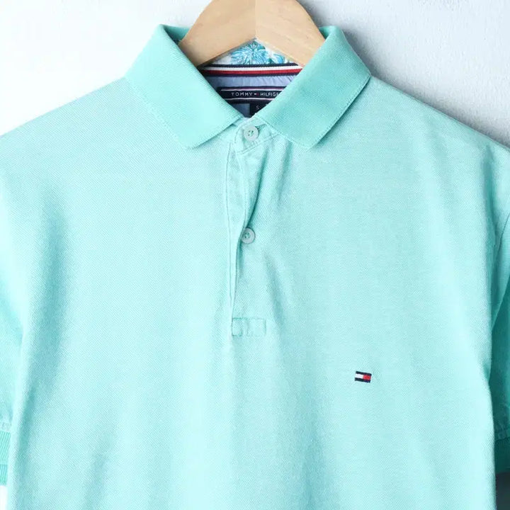 [BUNJANG] Tommy Hilfiger Small Logo Polo Shirt / (S-L) 타미힐피거 반팔 카라 티셔츠 스몰로고 연그린-185CA