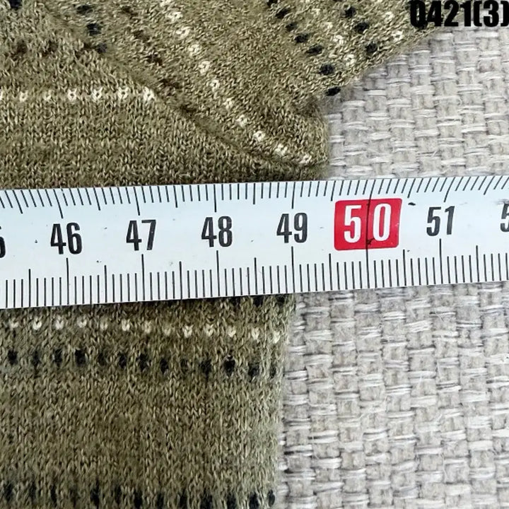 [BUNJANG] Daks Striped Long Sleeve Polo Shirt / 95 닥스 카키색 스트라이프 긴팔 카라 티셔츠 0421(3)