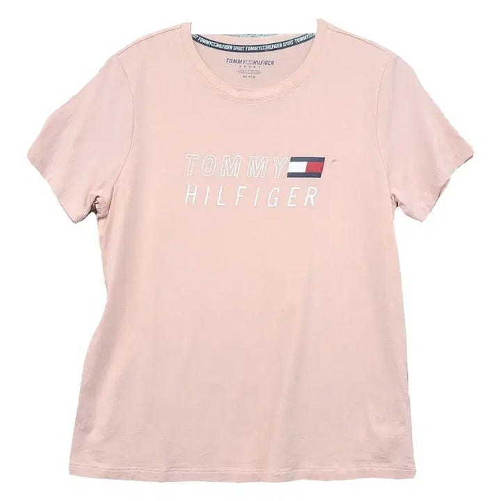 [BUNJANG] Tommy Hilfiger Printed Light Pink T-shirt / 타미힐피거 프린팅 라이트 핑크 반팔티 M/M/M