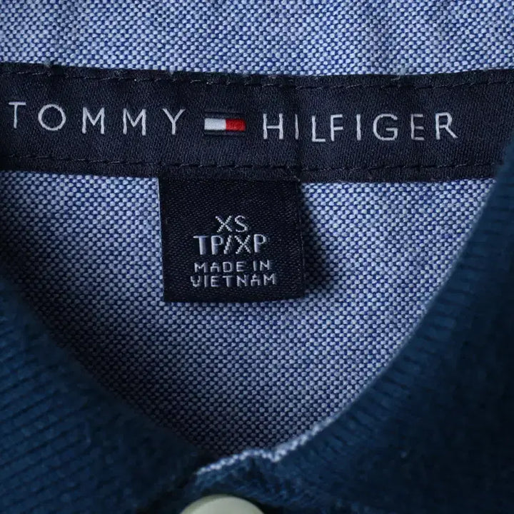 [BUNJANG] Tommy Hilfiger Short Sleeve Polo Shirt / (XS-S) 타미힐피거 반팔 카라 티셔츠 부분이염 블루-185D6