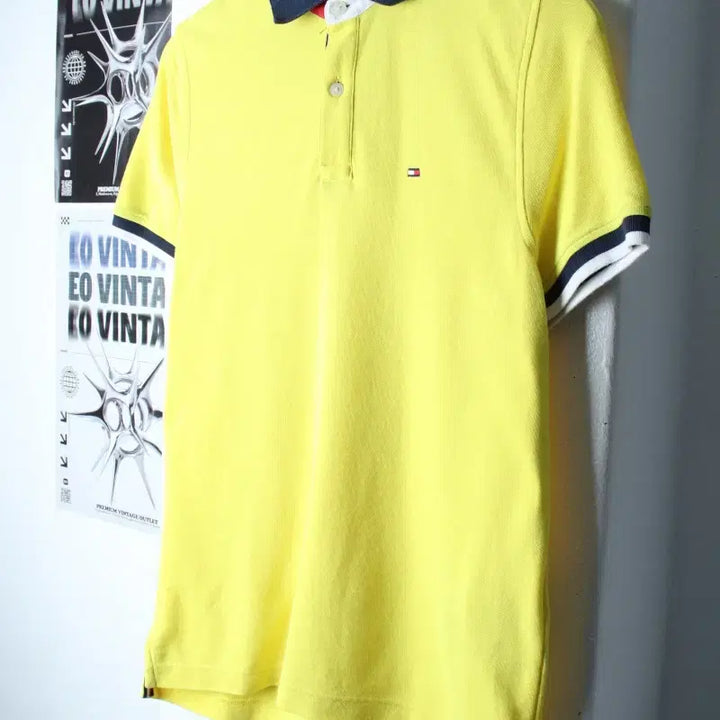 [BUNJANG] Tommy Hilfiger Short Sleeve Polo Shirt / (XS-S) 타미힐피거 반팔 카라 티셔츠 작은오염 노랑 한정판-185D7