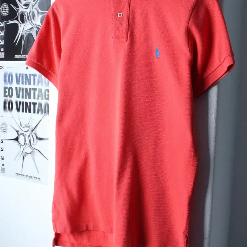 [BUNJANG] Polo Ralph Lauren Red Solid Pony Short Sleeve T-shirt / (S-M) 폴로 랄프로렌 반팔 카라 티셔츠 레드 무지 포니-185D9