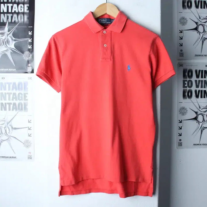 [BUNJANG] Polo Ralph Lauren Red Solid Pony Short Sleeve T-shirt / (S-M) 폴로 랄프로렌 반팔 카라 티셔츠 레드 무지 포니-185D9