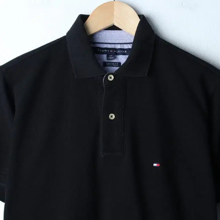 [BUNJANG] Tommy Hilfiger Small Logo Polo T-Shirt / (S-M) 타미힐피거 반팔 카라 티셔츠 스몰로고 블랙 올드스쿨-185DA