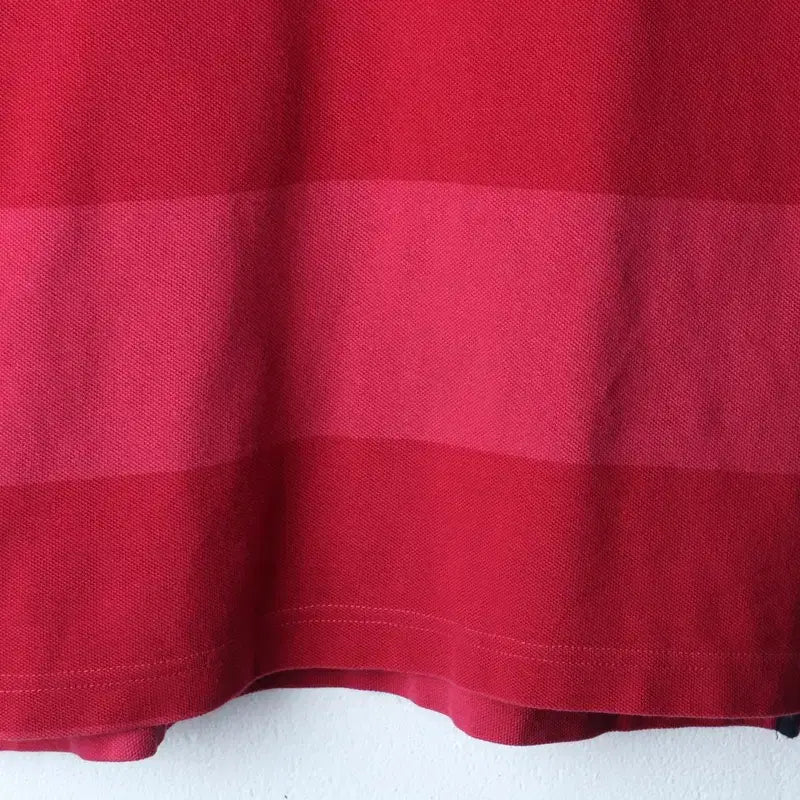 [BUNJANG] Tommy Hilfiger Striped Burgundy Polo Shirt / (XS-S) 타미힐피거 반팔 카라 티셔츠 스트라이프 버건디-185DB