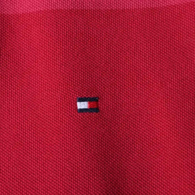 [BUNJANG] Tommy Hilfiger Striped Burgundy Polo Shirt / (XS-S) 타미힐피거 반팔 카라 티셔츠 스트라이프 버건디-185DB