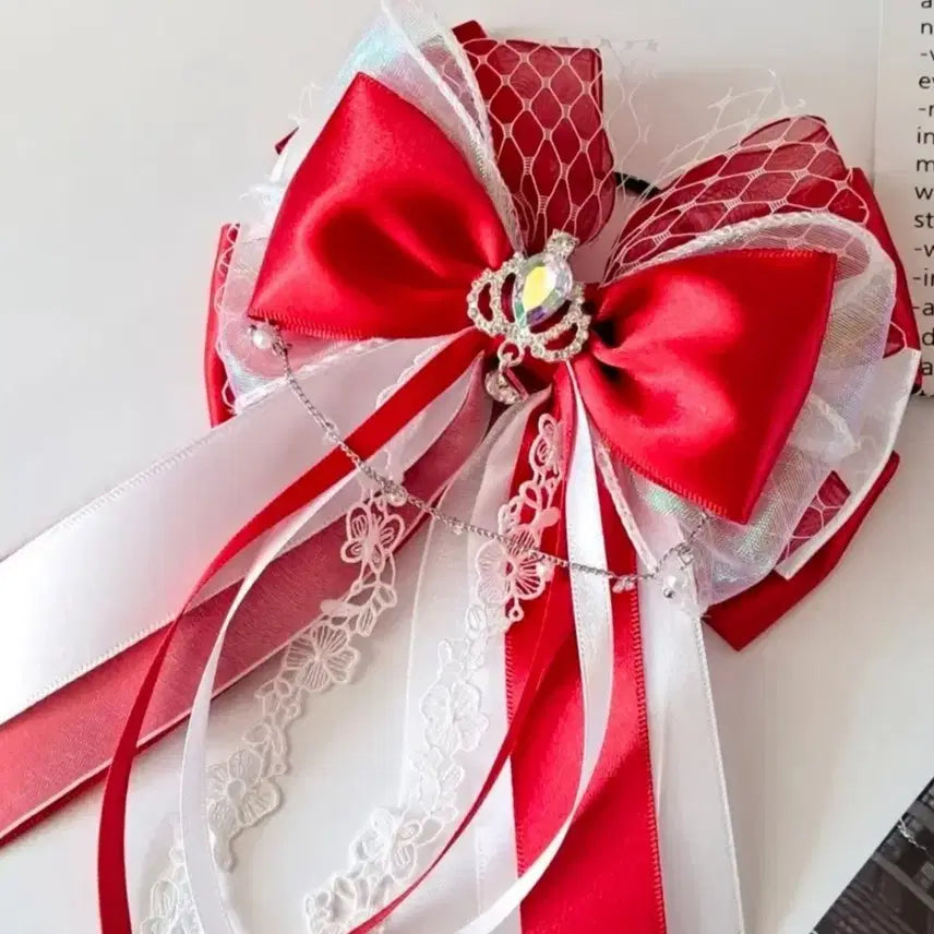 [BUNJANG] Cheering Stick Ribbon Red White + Red Black / 응원봉 리본 레드 화이트+레드 블랙