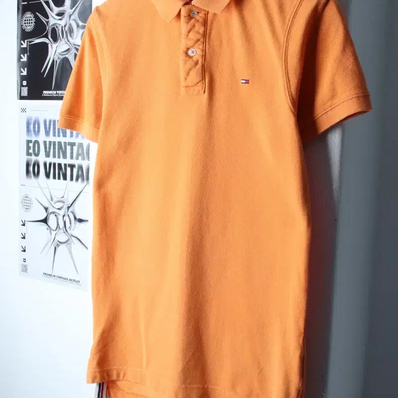 [BUNJANG] Tommy Hilfiger Small Logo Orange Polo Shirt / (S-M) 타미힐피거 반팔 카라 티셔츠 스몰로고 오렌지-185DC