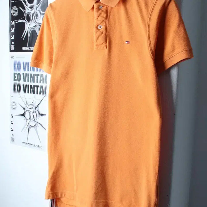 [BUNJANG] Tommy Hilfiger Small Logo Orange Polo Shirt / (S-M) 타미힐피거 반팔 카라 티셔츠 스몰로고 오렌지-185DC