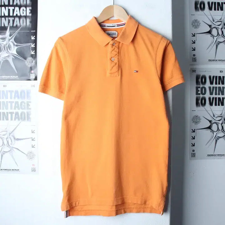 [BUNJANG] Tommy Hilfiger Small Logo Orange Polo Shirt / (S-M) 타미힐피거 반팔 카라 티셔츠 스몰로고 오렌지-185DC