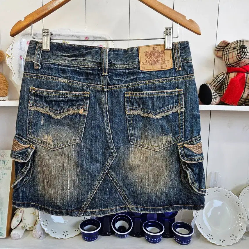 [BUNJANG] Vintage Washed Denim Cargo Skirt / 빈티지 워싱 데님 카고 스커트
