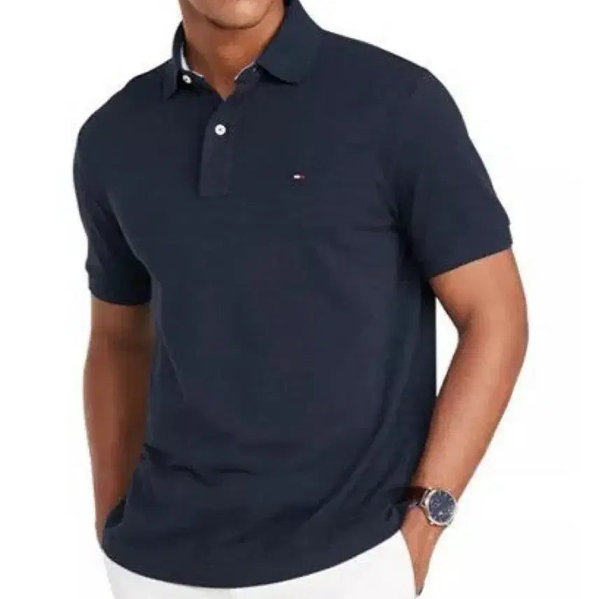 [BUNJANG] Tommy Hilfiger Navy Short Sleeve Polo Shirt / 무배 정품 새상품 타미힐피거 네이비 반팔 폴로티셔츠