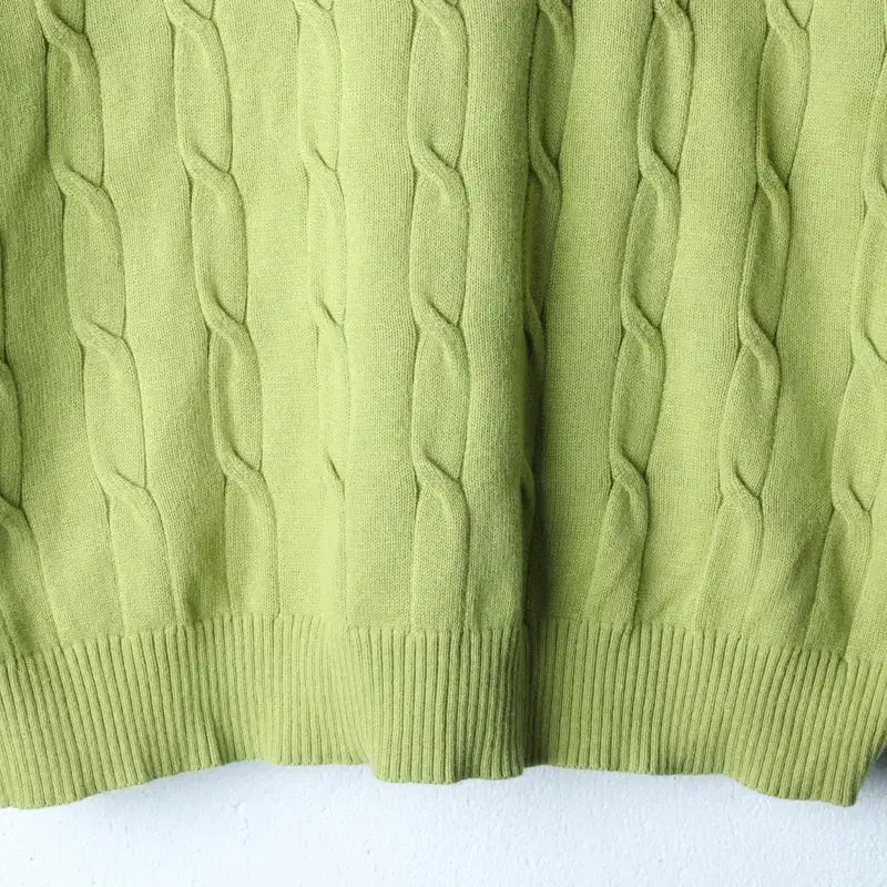 [BUNJANG] Kuztung Cable Knit T-shirt / (L) 쿠즈텡 반팔 티셔츠 니트 케이블 꽈배기 그린-185E0