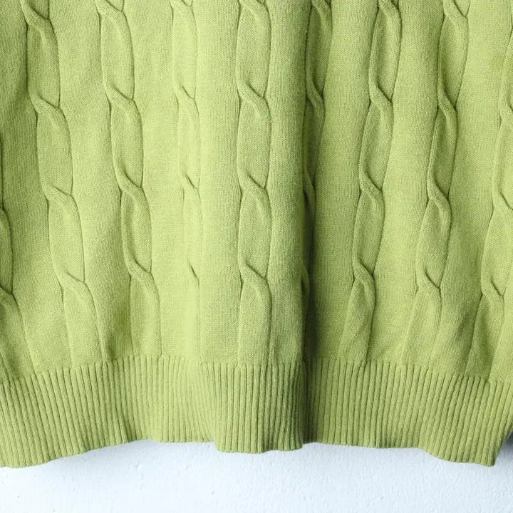 [BUNJANG] Kuztung Cable Knit T-shirt / (L) 쿠즈텡 반팔 티셔츠 니트 케이블 꽈배기 그린-185E0