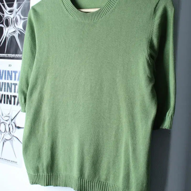 [BUNJANG] Kuzuteng Knit T-shirt Green / W(M-L) 쿠즈텡 반팔 티셔츠 니트 그린 말차맛-185E1