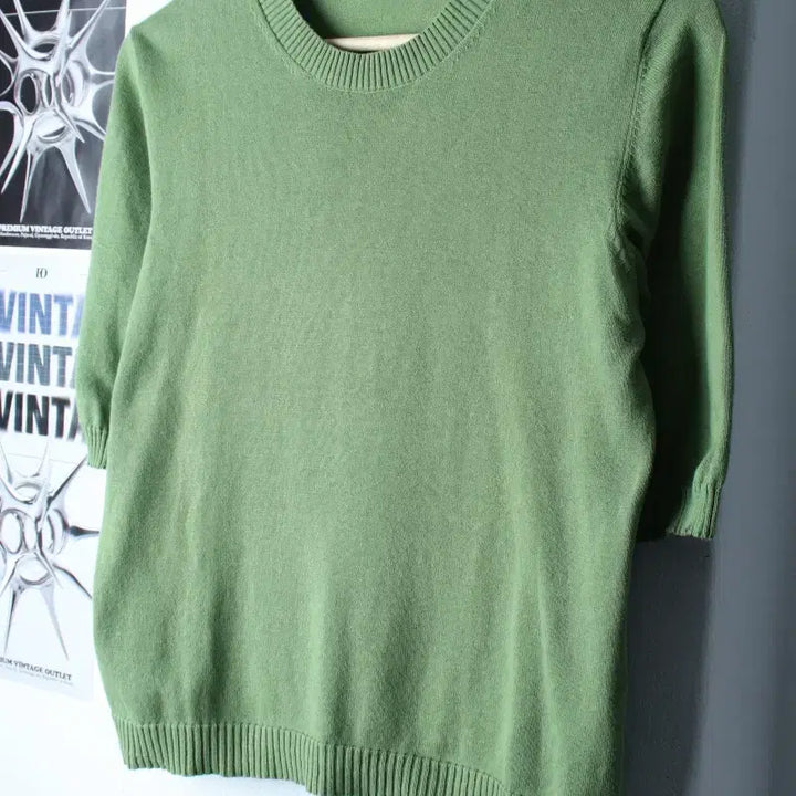 [BUNJANG] Kuzuteng Knit T-shirt Green / W(M-L) 쿠즈텡 반팔 티셔츠 니트 그린 말차맛-185E1