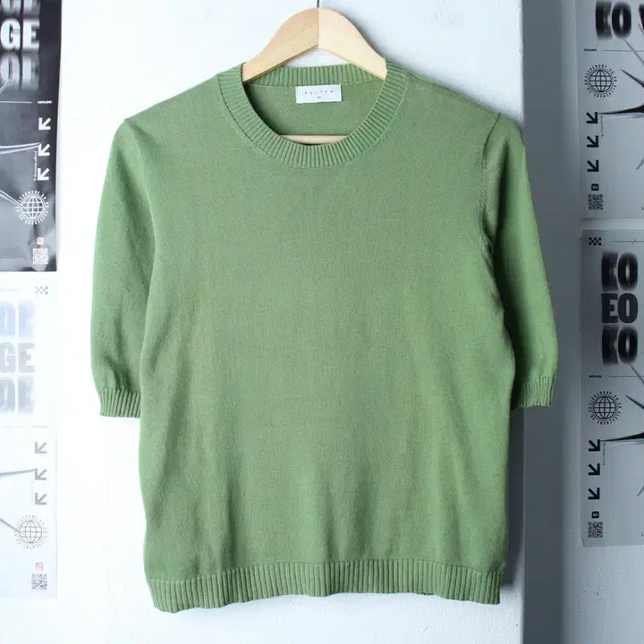 [BUNJANG] Kuzuteng Knit T-shirt Green / W(M-L) 쿠즈텡 반팔 티셔츠 니트 그린 말차맛-185E1
