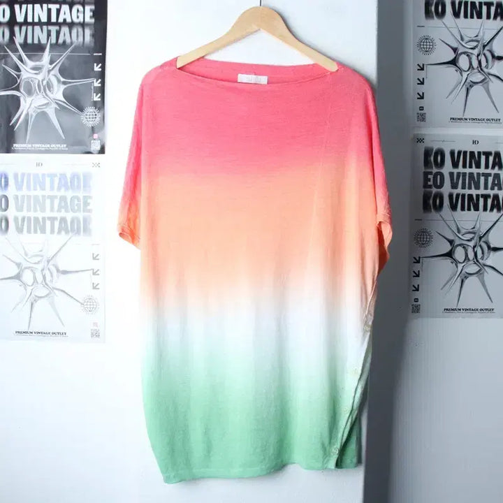 [BUNJANG] W(F) Hanseom Knit Color Mix Long Sleeve T-shirt / W(F) 반팔 티셔츠 한섬 니트 컬러믹스 롱-185E2