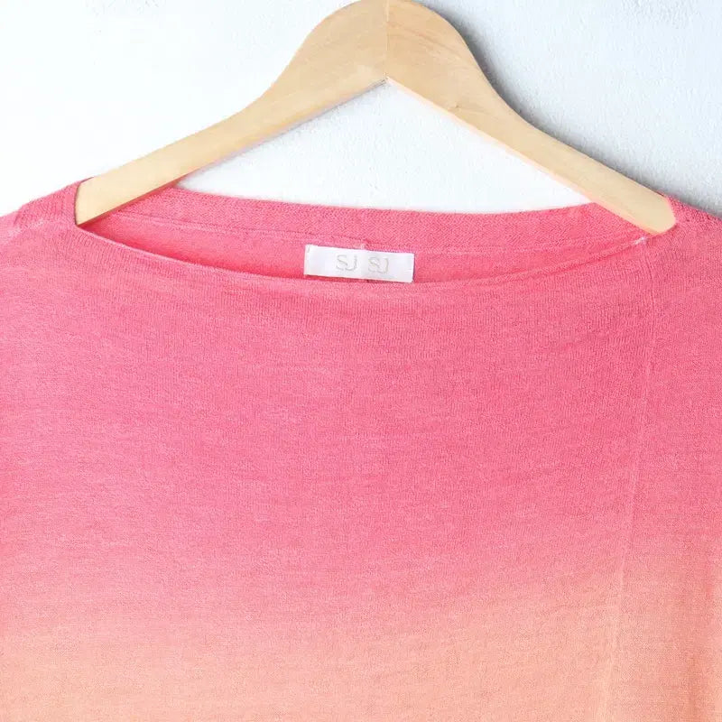 [BUNJANG] W(F) Hanseom Knit Color Mix Long Sleeve T-shirt / W(F) 반팔 티셔츠 한섬 니트 컬러믹스 롱-185E2