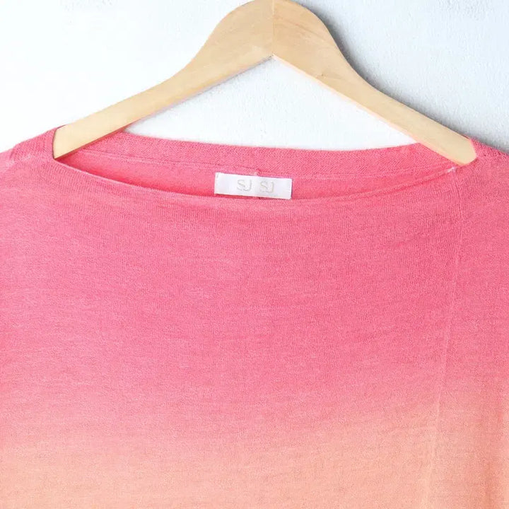 [BUNJANG] W(F) Hanseom Knit Color Mix Long Sleeve T-shirt / W(F) 반팔 티셔츠 한섬 니트 컬러믹스 롱-185E2