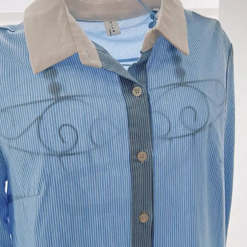 [BUNJANG] Blue Striped Shirt Dress / [1회 착용] 블루 스트라이프 셔츠 원피스