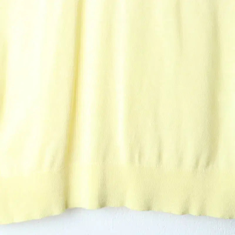 [BUNJANG] Kuztang V-Neck Knit T-shirt (Yellow) / W(XL) 쿠즈텡 반팔 티셔츠 브이넥 니트 노랑 무지-185E6