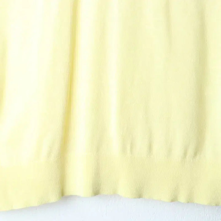 [BUNJANG] Kuztang V-Neck Knit T-shirt (Yellow) / W(XL) 쿠즈텡 반팔 티셔츠 브이넥 니트 노랑 무지-185E6