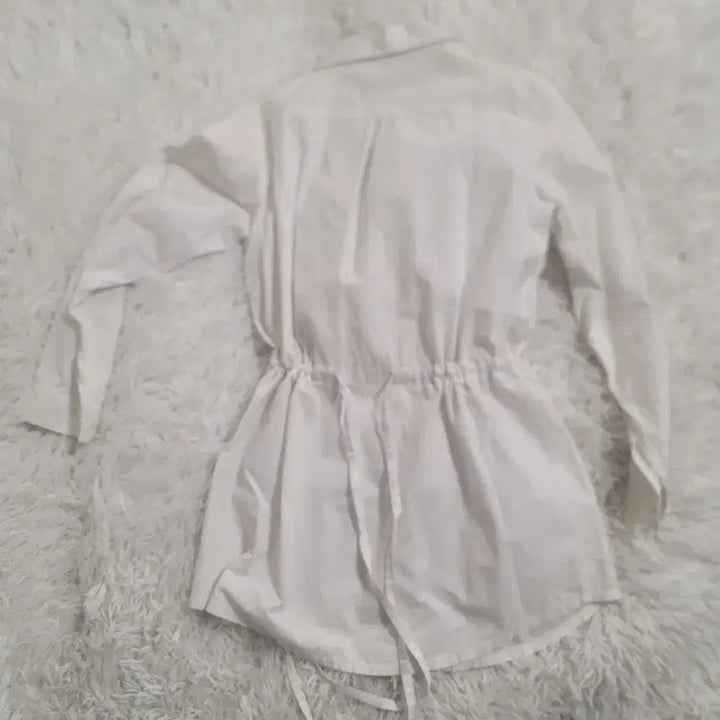 [BUNJANG] White Longline String Shirt / 화이트 스트링 셔츠 롱 남방