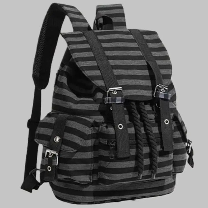 [BUNJANG] Subculture Stripe Canvas Backpack / 서브컬처 스트라이프 캔버스 데일리 백팩 가방