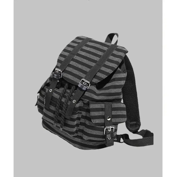[BUNJANG] Subculture Stripe Canvas Backpack / 서브컬처 스트라이프 캔버스 데일리 백팩 가방