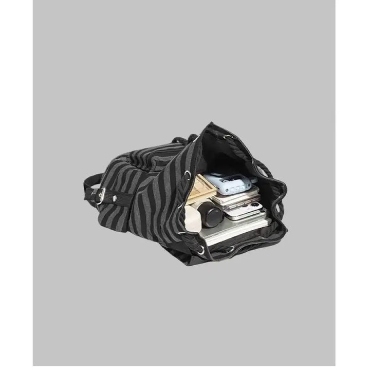 [BUNJANG] Subculture Stripe Canvas Backpack / 서브컬처 스트라이프 캔버스 데일리 백팩 가방