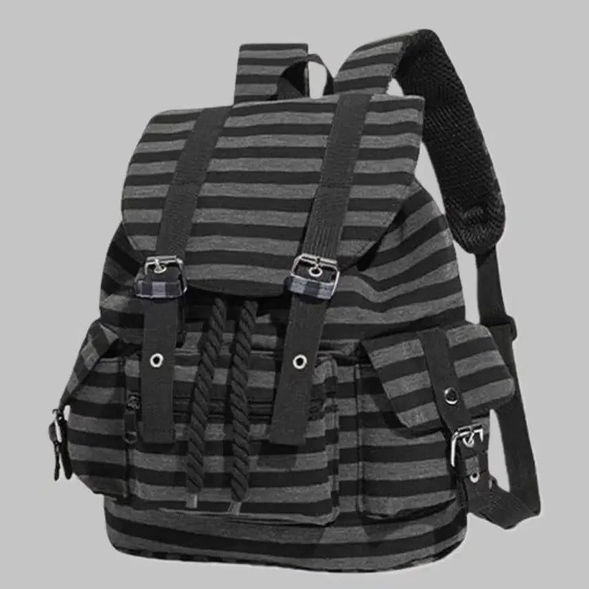 [BUNJANG] Subculture Stripe Canvas Backpack / 서브컬처 스트라이프 캔버스 데일리 백팩 가방