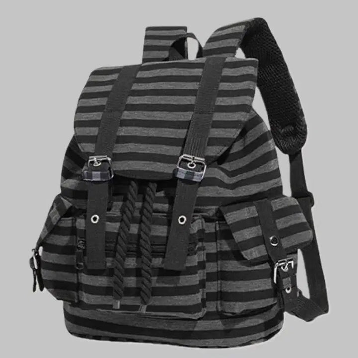 [BUNJANG] Subculture Stripe Canvas Backpack / 서브컬처 스트라이프 캔버스 데일리 백팩 가방