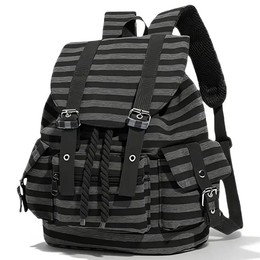 [BUNJANG] Subculture Stripe Canvas Backpack / 서브컬처 스트라이프 캔버스 데일리 백팩 가방