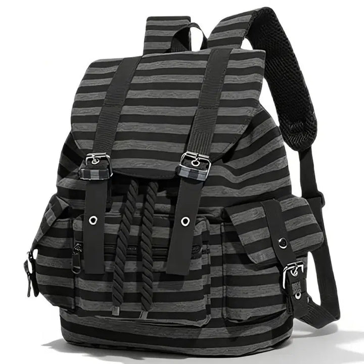 [BUNJANG] Subculture Stripe Canvas Backpack / 서브컬처 스트라이프 캔버스 데일리 백팩 가방