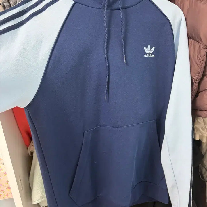 [BUNJANG] Adidas Vintage Navy Sky Blue Hoodie S / 아디다스 빈티지 네이비 하늘색 후드티 s