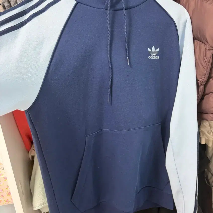 [BUNJANG] Adidas Vintage Navy Sky Blue Hoodie S / 아디다스 빈티지 네이비 하늘색 후드티 s