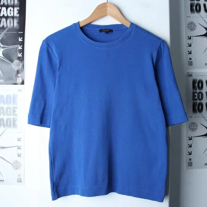 [BUNJANG] Massimo Dutti Ribbed Short Sleeve T-Shirt / W(L-XL) 마시모두띠 반팔 티셔츠 골지 블루 무지 놈코어-185E7