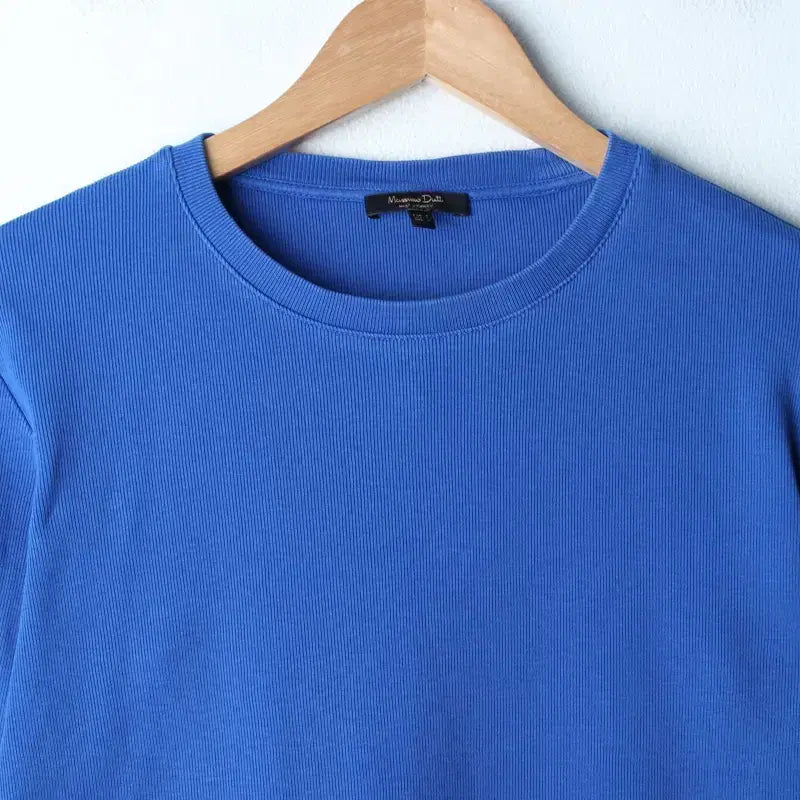 [BUNJANG] Massimo Dutti Ribbed Short Sleeve T-Shirt / W(L-XL) 마시모두띠 반팔 티셔츠 골지 블루 무지 놈코어-185E7