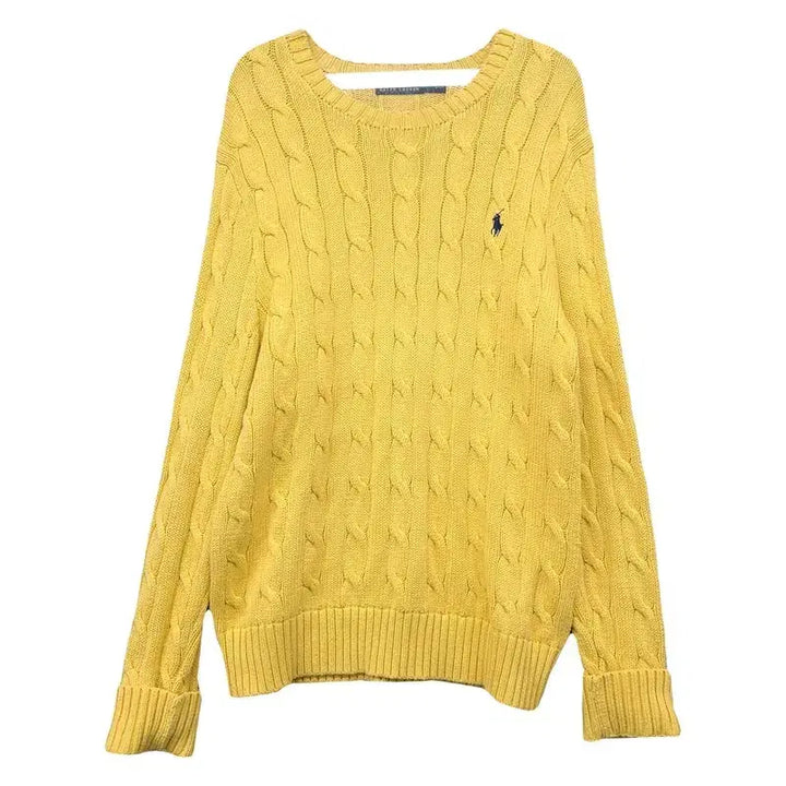 [BUNJANG] Polo Ralph Lauren Yellow Cable Knit Sweater / 폴로 랄프로렌 옐로우 꽈배기 니트 S/P