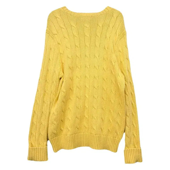 [BUNJANG] Polo Ralph Lauren Yellow Cable Knit Sweater / 폴로 랄프로렌 옐로우 꽈배기 니트 S/P