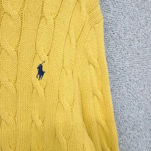 [BUNJANG] Polo Ralph Lauren Yellow Cable Knit Sweater / 폴로 랄프로렌 옐로우 꽈배기 니트 S/P