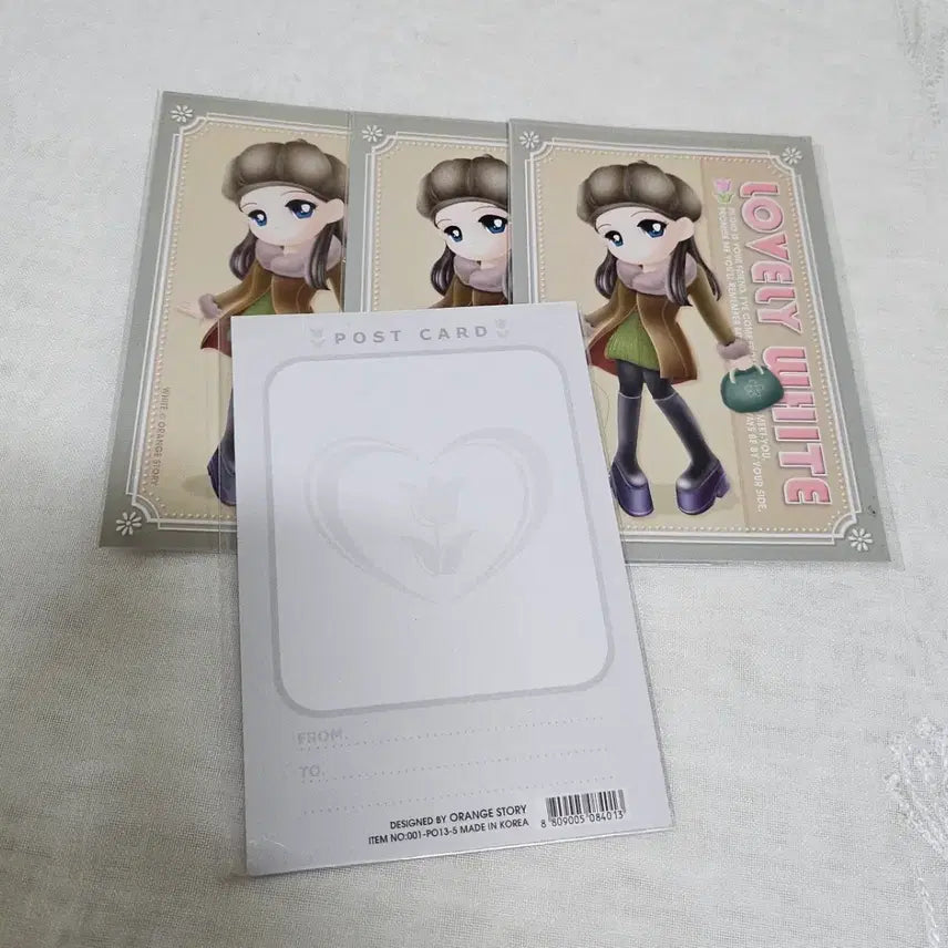 [BUNJANG] Orange Story Lovely White Postcard Retro Character Card / 오렌지스토리 러블리화이트 엽서 고전문구 편지지 지류 레트로 캐릭터 카드