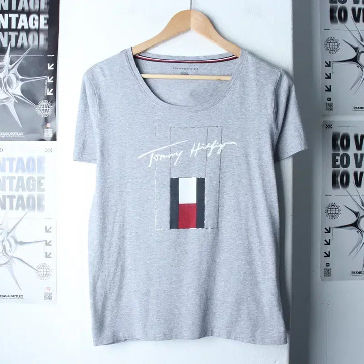 [BUNJANG] Tommy Hilfiger Gray T-shirt (XL-2XL) / W(XL-2XL) 타미힐피거 반팔 티셔츠 빅사이즈 그레이-185EA