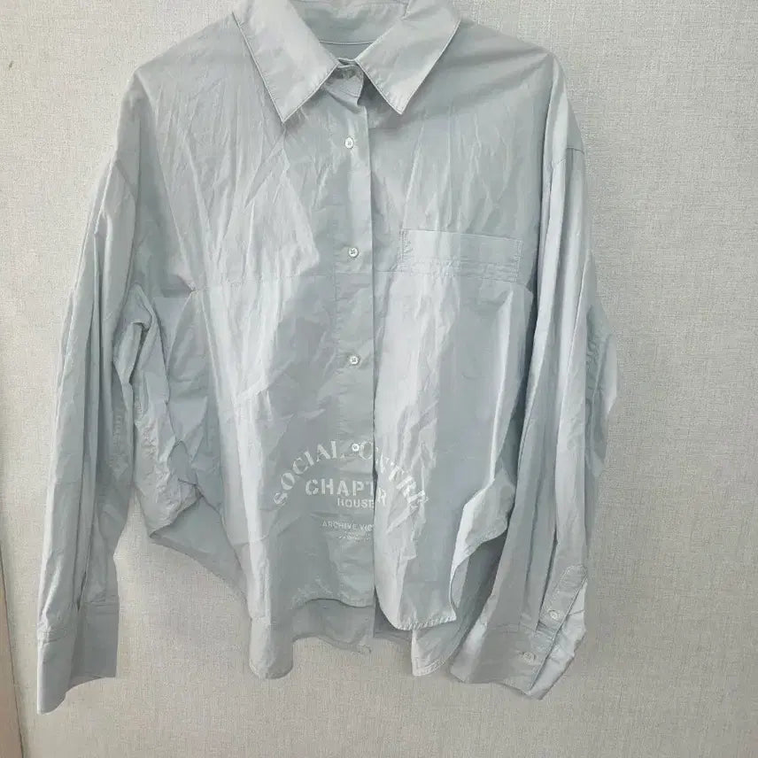 [BUNJANG] System Homme Sky Blue Lettering Shirt / 시스템한섬 남방