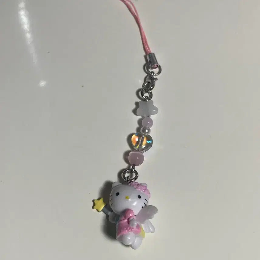 [BUNJANG] Kitty Angel Bead Phone Charm / 키티 천사 비즈 핸드폰 키링 스트랩