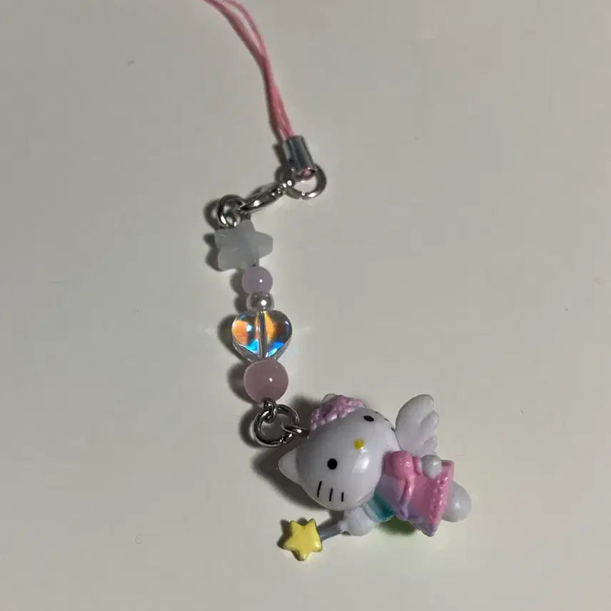 [BUNJANG] Kitty Angel Bead Phone Charm / 키티 천사 비즈 핸드폰 키링 스트랩